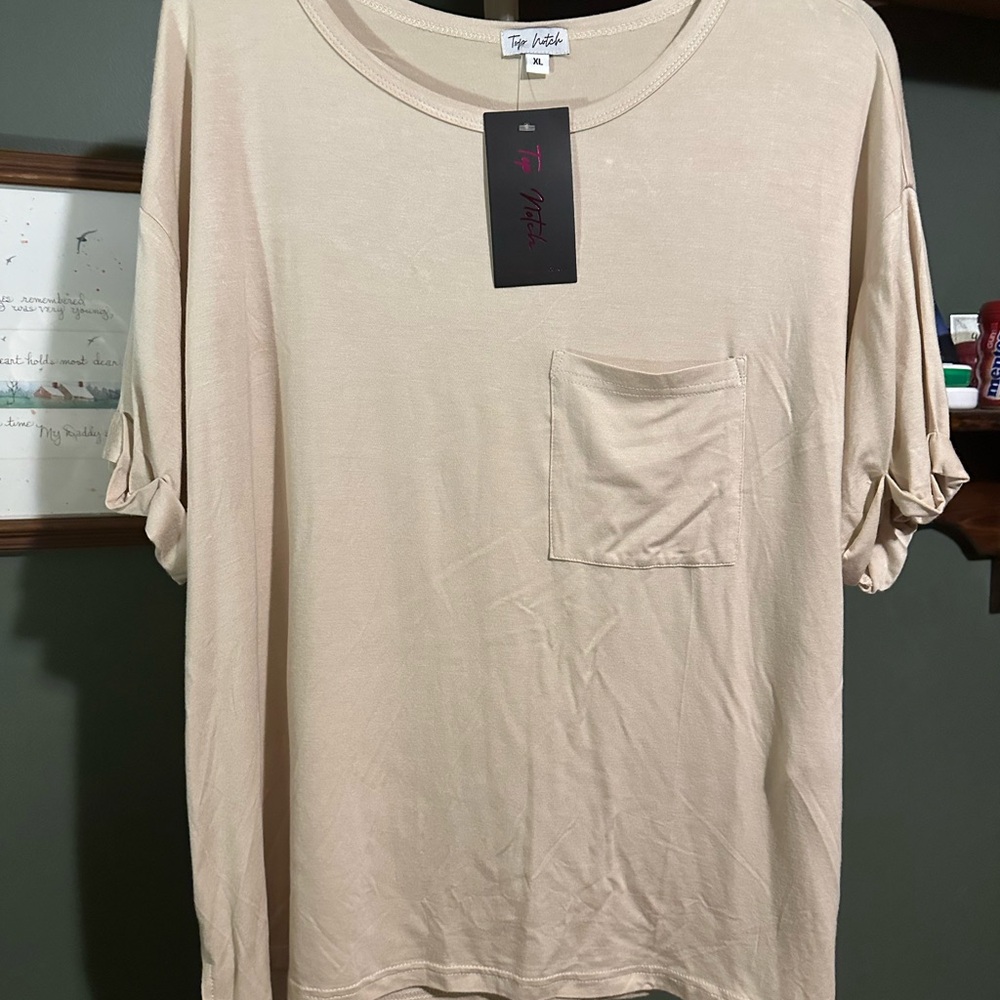Trendy Beige Short Sleeve Tee